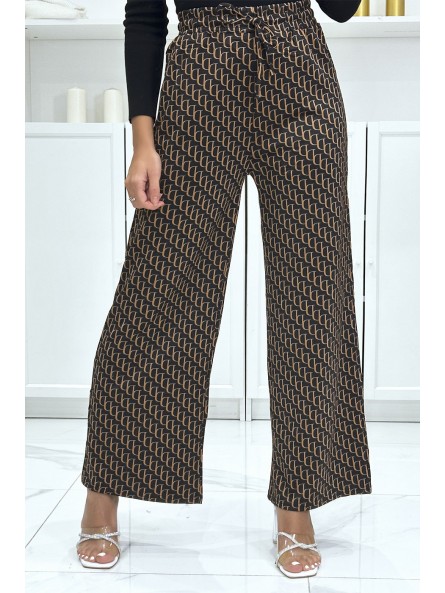 Pantalon palazzo moti D marron et noir inspiration de marque 