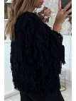 Gilet noir a frange ficelle - 7