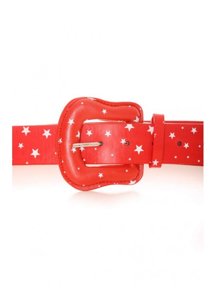 Ceinture Rouge avec en motif des étoiles blanches. Accessoire BG-P009 - 2