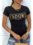Tee-shirt noir avec écriture J'ADORE en dorée - 1