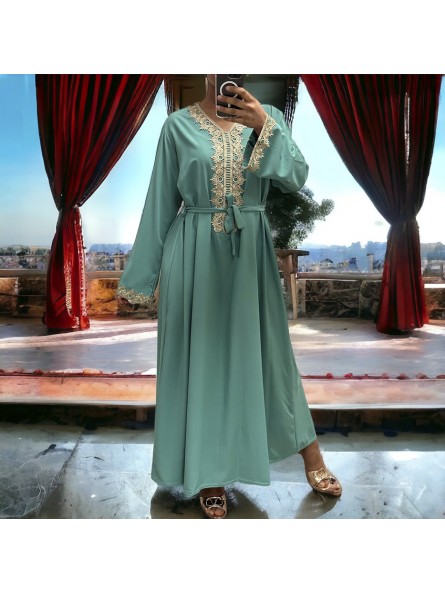 Abaya Layla vert d'eau - 2