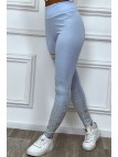 Legging turquoise avec taches et bandes dorées - 2