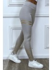 Legging gris avec taches et bandes dorées - 2