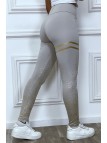 Legging gris avec taches et bandes dorées - 3