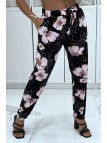 Pantalon fluide rose à motif floral B-60 - 3