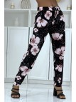 Pantalon fluide rose à motif floral B-60 - 5