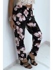 Pantalon fluide rose à motif floral B-60 - 7