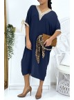 Robe tunique over size marine vol V avec dentelle - 1