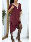 Robe tunique over size bordeaux vol V avec dentelle - 3