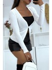 Gilet blanc en maille tricot très extensible et très doux - 2