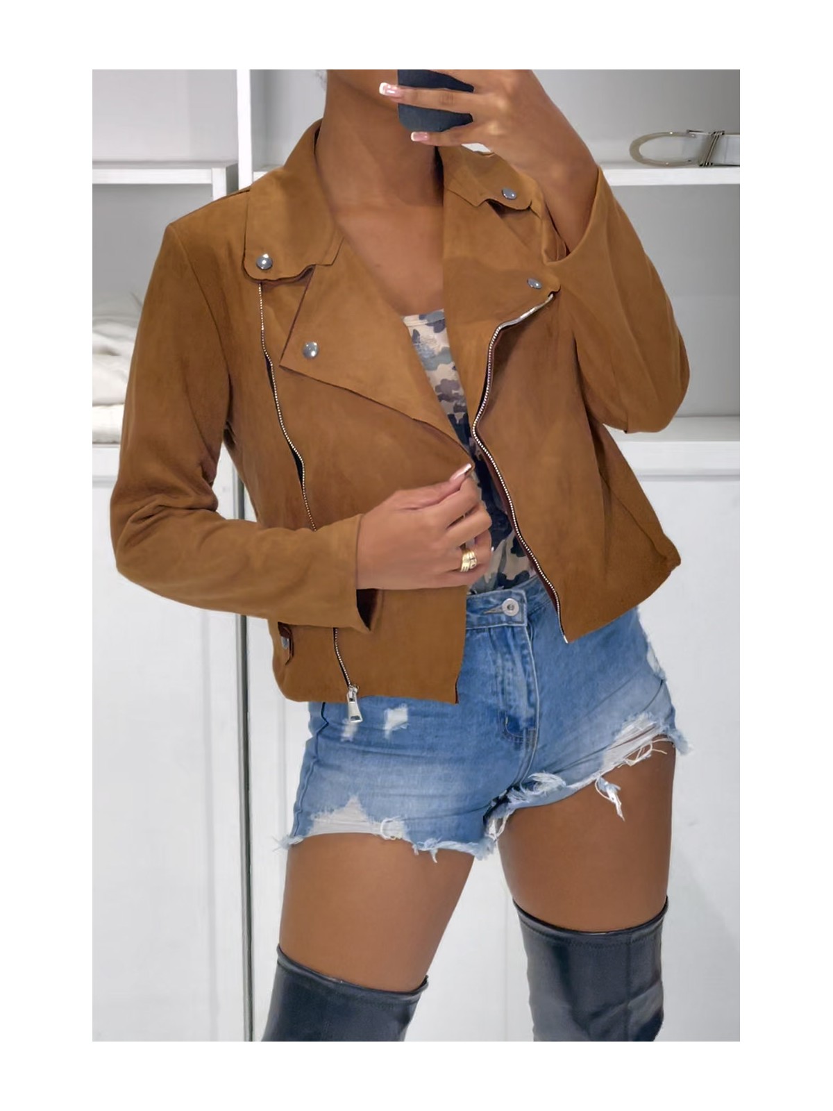 Veste blazer camel en suédine 36 au 46 - 1