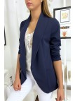 Veste Blazer marine col châle avec poches. Blazer femme 1526 - 1