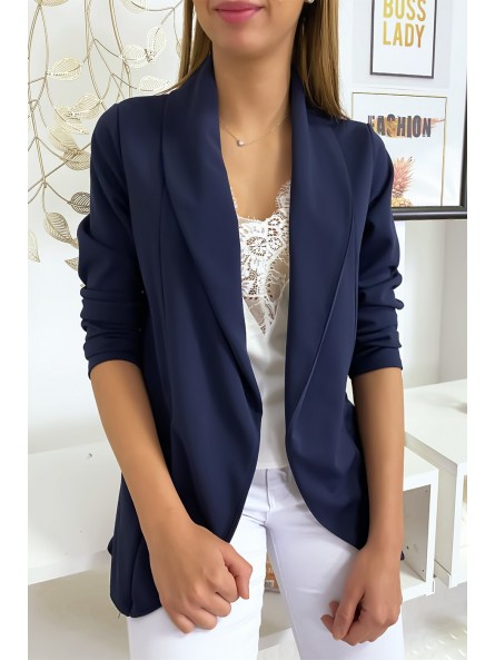 Veste Blazer marine col châle avec poches. Blazer femme 1526 - 3