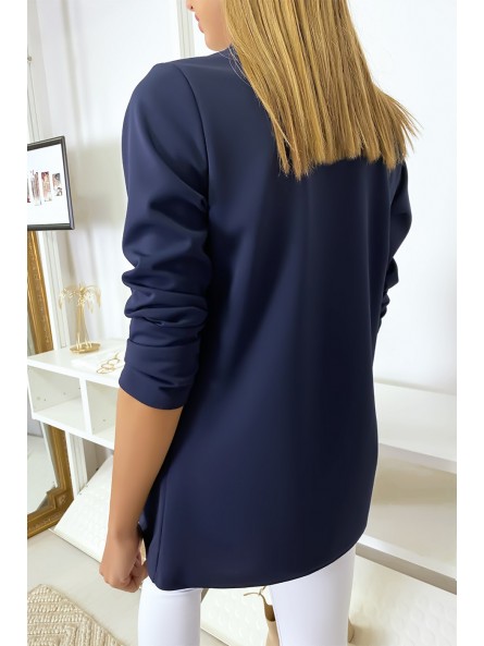 Veste Blazer marine col châle avec poches. Blazer femme 1526 - 4