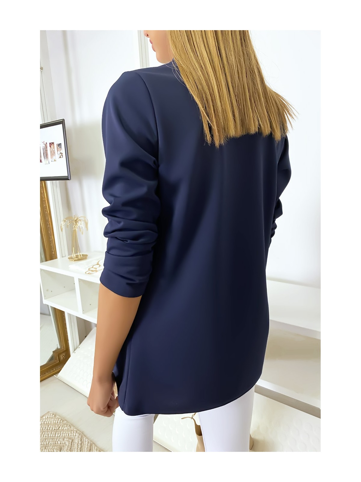 Veste Blazer marine col châle avec poches. Blazer femme 1526 - 4