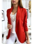 Veste Blazer rouge col châle avec poches. Blazer femme 1526 - 3