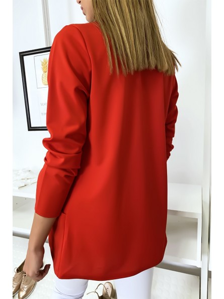 Veste Blazer rouge col châle avec poches. Blazer femme 1526 - 6