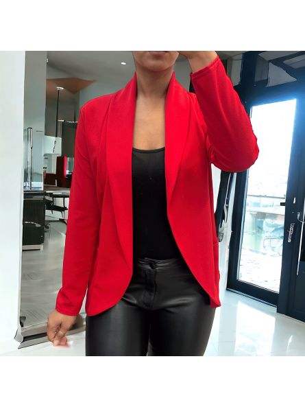 Veste Blazer rouge col châle avec poches. Blazer femme 1526 - 9