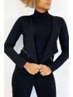 Blazer noir col revers avec poches à zip. Blazer femme pas cher - 5