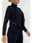 Blazer noir col revers avec poches à zip. Blazer femme pas cher - 6