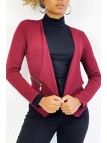 Blazer bordeaux col revers avec poches à zip. Blazer femme pas cher - 6