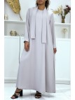 Longue abaya grise avec poches et ceinture - 4