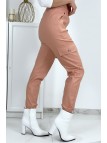 Pantalon treillis rose en strech avec poches - 3