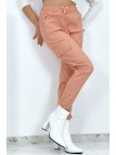 Pantalon treillis rose en strech avec poches - 5