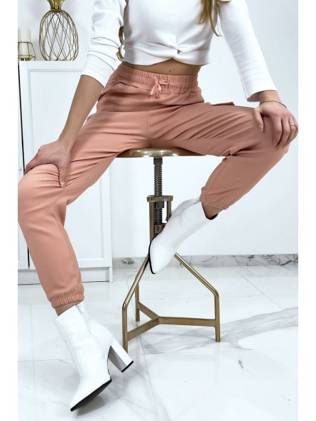 Pantalon treillis rose en strech avec poches - 6