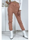 Pantalon treillis rose en strech avec poches - 8