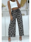 Pantalon palazzo plissé gris avec motif - 4