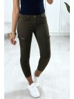 Pantalon treillis kaki foncé avec poches sur les côtés - 3