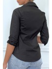 Chemise noire à manches longues avec imprimé - 5